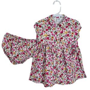 Vintage Y2K Baby Gap 12-18mo Floral 2pc‎ Corduroy Dress Summer Fall Button Front